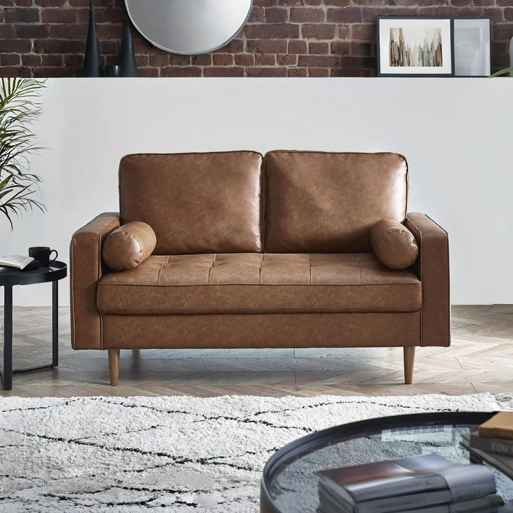 Julian Bowen Henley 2-Sitzer-Sofa, braunes Kunstleder, Braun