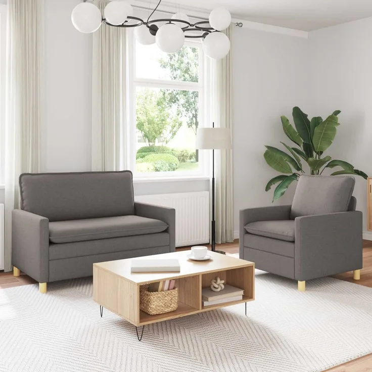 vidaXL Sofa Set 2 stk. Taupe Stoff 3417022