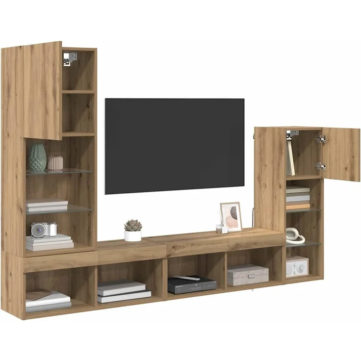 vidaXL TV-Wandgeräte 4 stk. Artisan-Eiche Holzwerkstoff 3402945 – Bild 3