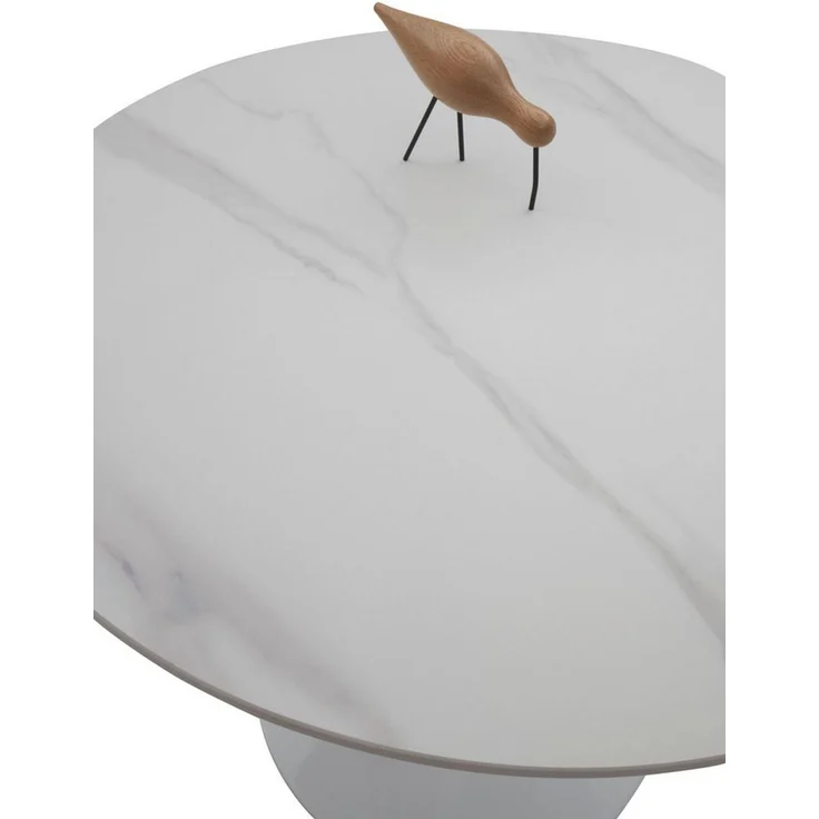 Stolkom Sp.z.o.o. Esstisch Josh Esszimmertisch rund Keramik, marmoriert, BxH 90x75 cm, Keramikoberfläche marmoriert, Wahlweise in weiß, grau oder schwarz – Bild 3