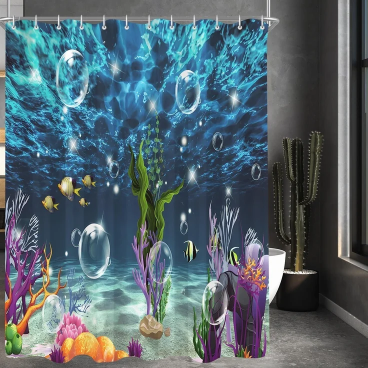 Duschvorhang 180x160cm Polyester 12 Bunter Meeresboden 180 x 160 cm – Bild 8