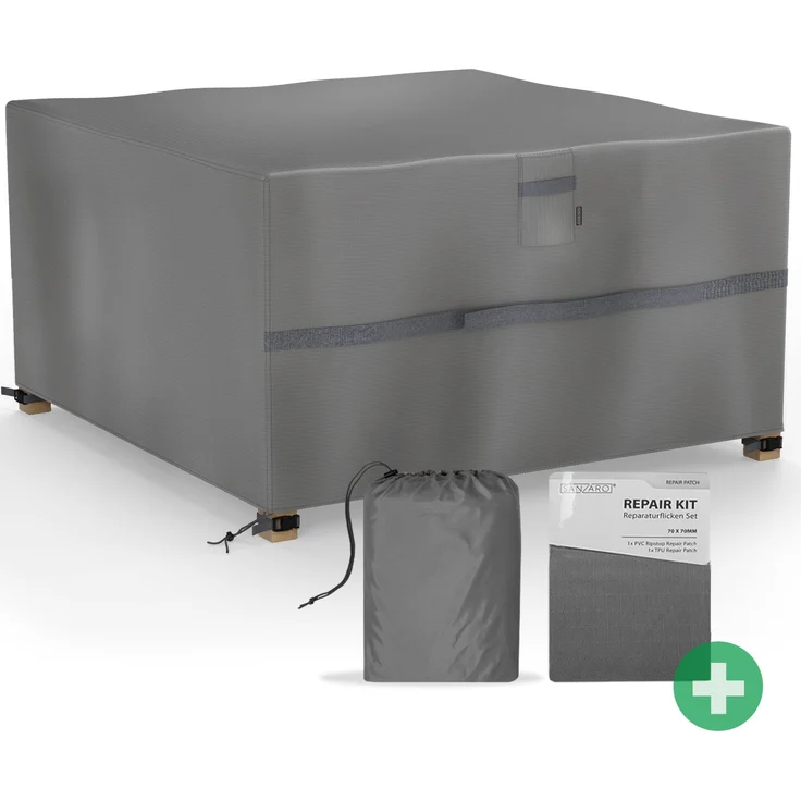 SANZARO Abdeckung Gartenmöbel Winterfest - 600D Oxford mit RipStop-Technologie, Schwerlast 320g, Reißfest & UV-Beständig, Schutzhülle für Gartentisch Sitzgruppe Balkonmöbel, 135 x 135 x 70 cm – Bild 1