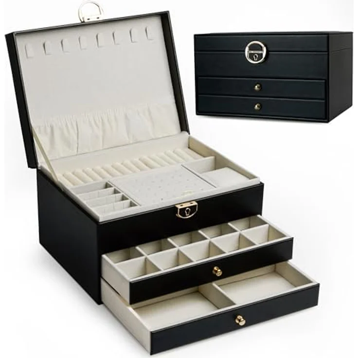 AdelDream Schmuckkasten AdelDream Schmuckkasten dreistöckige Schmuckbox – Bild 3