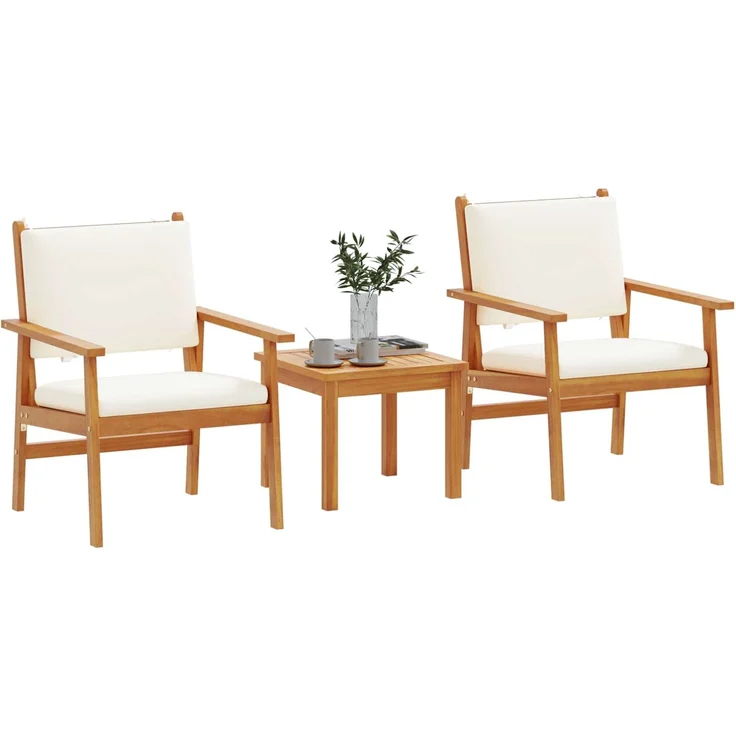 vidaXL Gartensofa-set 3 pcs Cremeweiß Massivholz Akazie 4106577 – Bild 2