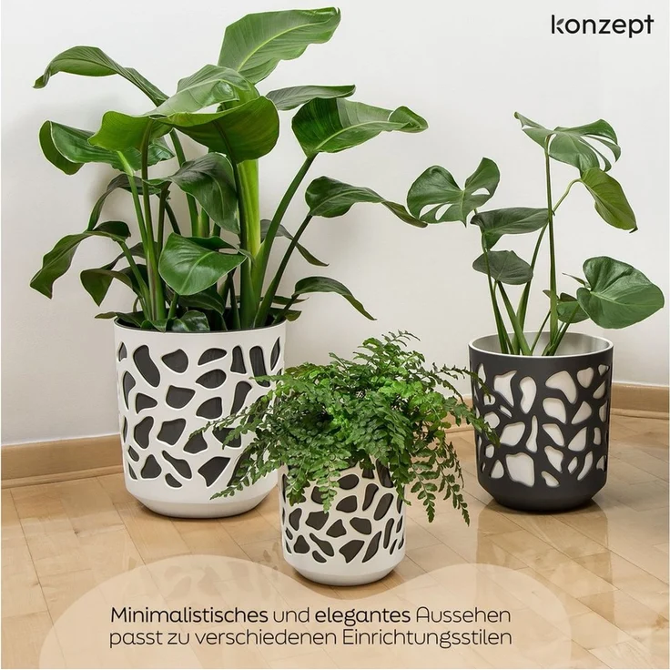 KONZEPT Blumentopf großer Übertopf aus Kunststoff für Zimmerpflanzen (1 St, 19 oder 25 cm im Durchmesser), ideal für Wohnzimmer, Küche und Balkon – Bild 2
