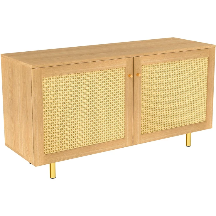 DESVIAE Sideboard modular mit 3 Türen 180x63x40 cm MDF Natur mit Metallfüßen – Bild 6