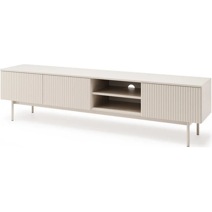Beautysofa TV-Schrank Soft, Push-to-Open-System & Rillenfronten (mit 3 Türen & Offene Fächer, In der trendigen Farbe Kaschmir) – Bild 2