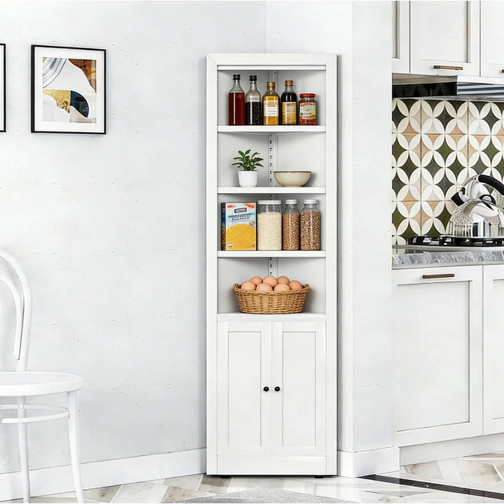 Eckschrank 52×26,5×180 cm aus Metall mit 2 Türen und verstellbaren Böden – Bild 2