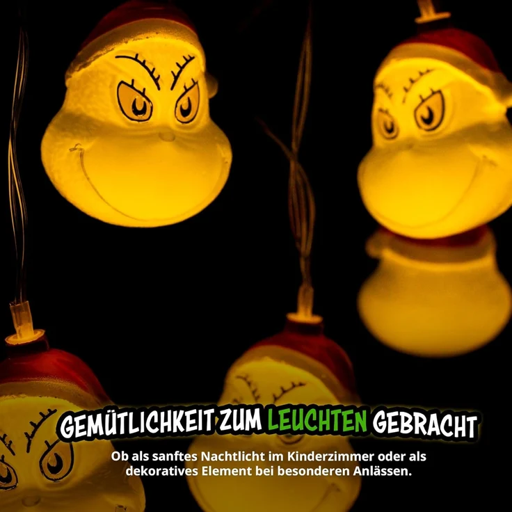 United Labels® LED-Lichterkette The Grinch LED Lichterkette 2m mit 10 LEDs warmweiß batterie innen – Bild 4