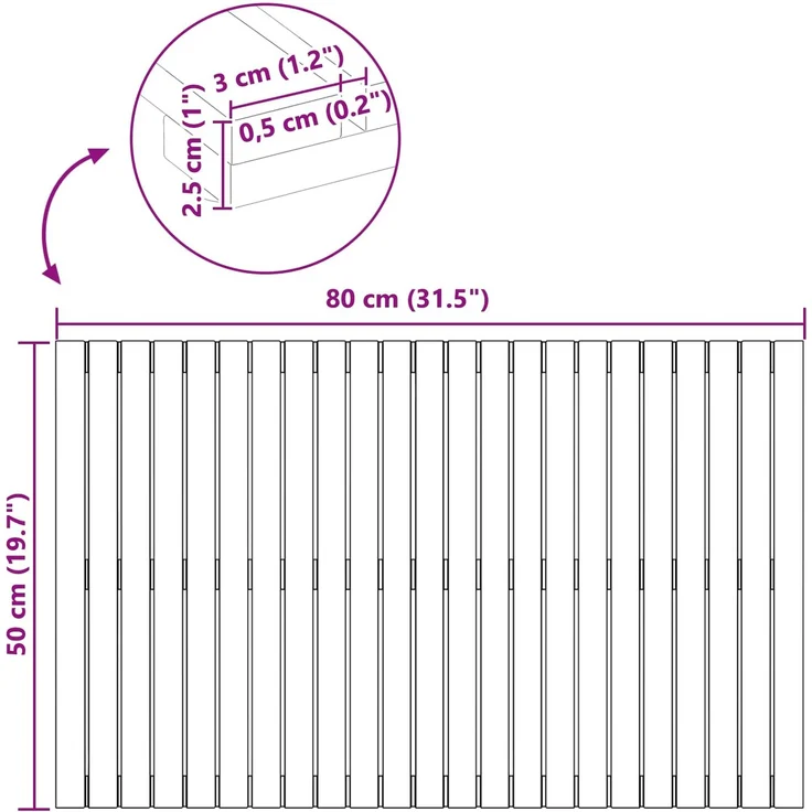 vidaXL Badematte Uni Braun 80 x 50 cm Holz 42025256 – Bild 8