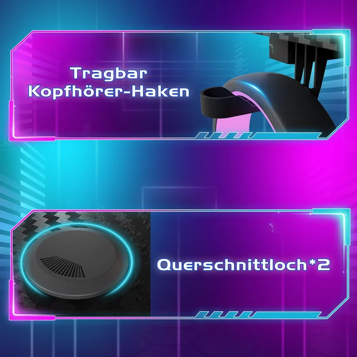 Devoko Gaming Tisch Holzwerkstoff und Metall Schwarz 120 x 60 x 72 cm – Bild 7