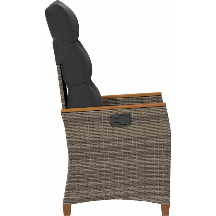 vidaXL Verstellbarer Gartenstuhl Grau und Dunkelgrau Poly-Rattan 42026865 – Bild 6
