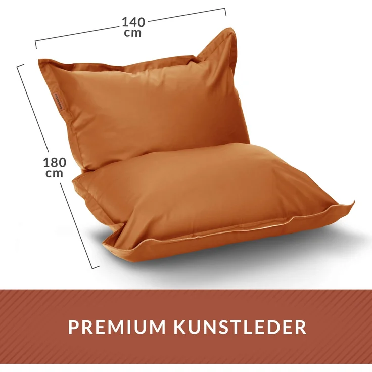 Green Bean® XXL Riesen-Sitzsack aus Kunstleder mit EPS Perlen Füllung - 140 x 180 cm 380 Liter - Bean Bag - - Cognac – Bild 4