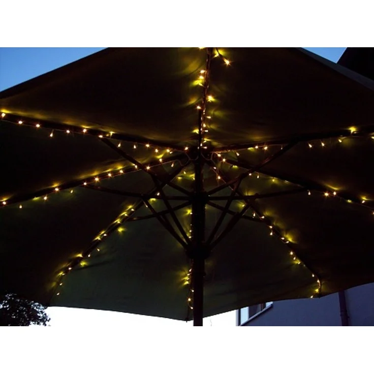 F-H-S International GmbH & Co. KG Sonnenschirm 17040 LED Lichterkette, 160 warmweiße LEDs, 8 Stränge à 1,4m, Kabel weiß, IP44