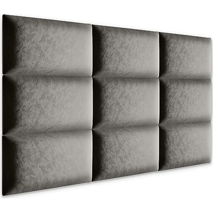 Muralo Samt Wandkissen Stoff Polsterpaneel Schlafzimmer Wohnzimmer Bett Wandpolster Bettkopfteil Lendekissen Modern Luxus Gepolstert Polster Paneel (Grau, 60x30 cm) – Bild 5