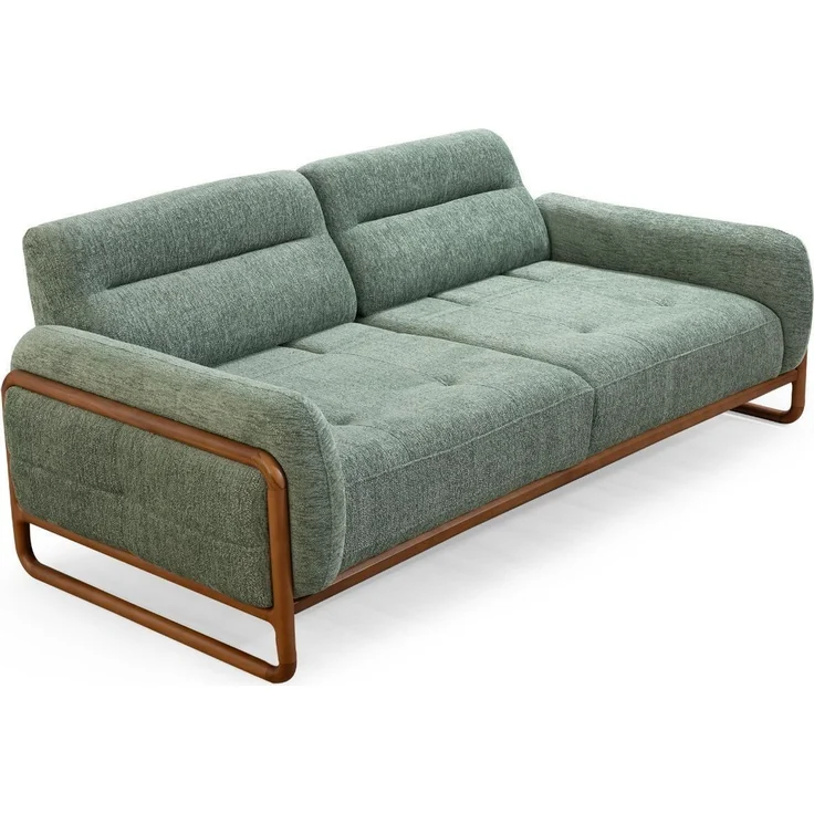 Sitzgruppe/Sofa Set - Wohnzimmergarnitur "Lysandra" 3+3+1-Beige/Grün – Bild 2