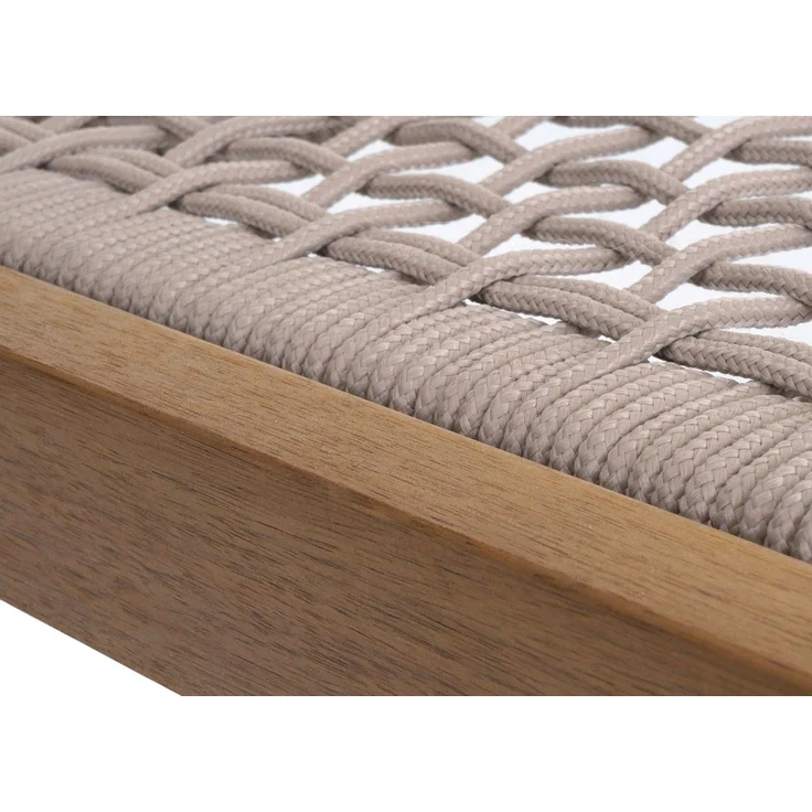 Schaukelstuhl HWC-P73, Garten Outdoor Wippstuhl Relaxstuhl Schaukelliege, Akazie Holz Rope Seilgeflecht ~ beige – Bild 4