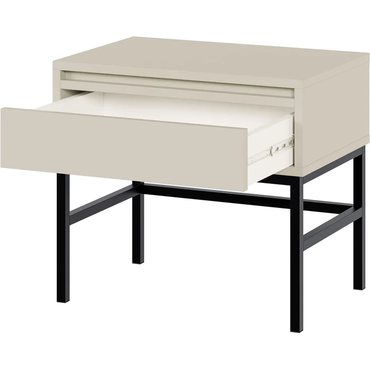 Selsey 'Evo' Nachttisch mit Schublade, greige mit schwarzem Metallgestell, ca. 44 x 50 x 34 cm – Bild 8
