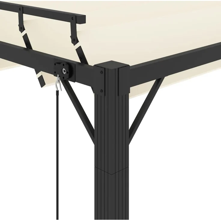 vidaXL Pergola mit Lamellendach 3x4 m Creme Stoff und Aluminium 313927 – Bild 6
