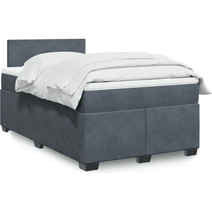 vidaXL Boxspringbett mit Matratze Dunkelgrau 120x200 cm Samt 3288577 – Bild 1