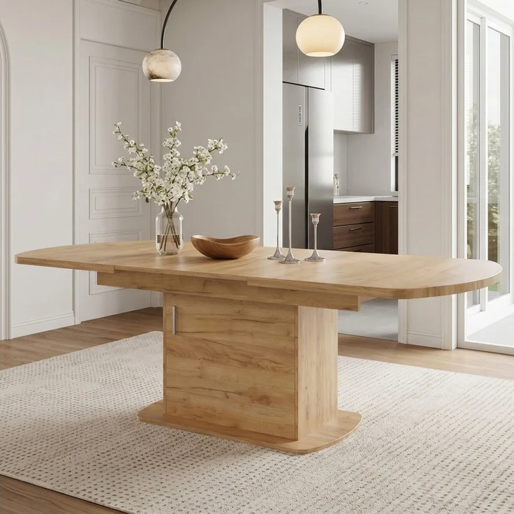 STILVORA Esstisch Ausziehbarer Freizeittisch ovaler Küchentisch mit Stauraum (mit Stauraum, ovales Design, 140/200×80×75cm, Multifunktionaler Tisch mit Aufbewahrung, Weiß/Silber Griff & MDF), für Esszimmer, Wohnzimmer, Arbeitsbereich und moderne Wohnungen – Bild 3