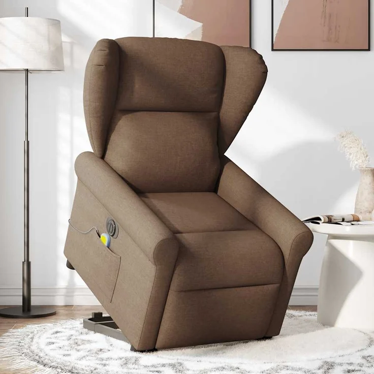vidaXL Elektrischer Massagesessel mit Aufstehhilfe Braun Stoff 3303408 – Bild 1