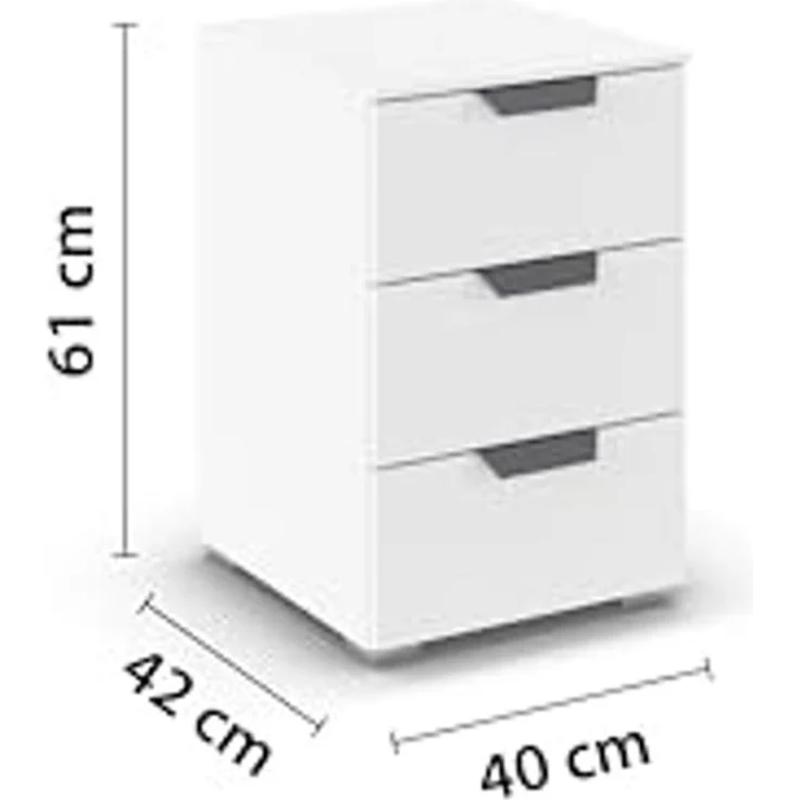 rauch Aditio Box, Nachttisch, 3 Schubladen, mit Softclose-Funktion, Farbe Weiß, BxHxT 40x61x42cm – Bild 3