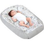 Medi Partners Babynest Kuschelnest Babynestchen 100% Baumwolle Waffle Nestchen Reisebett für Babys Säuglinge 100 x 60 x 15 cm Sicherer Verschluss (Lichtung mit Grauer Waffle)