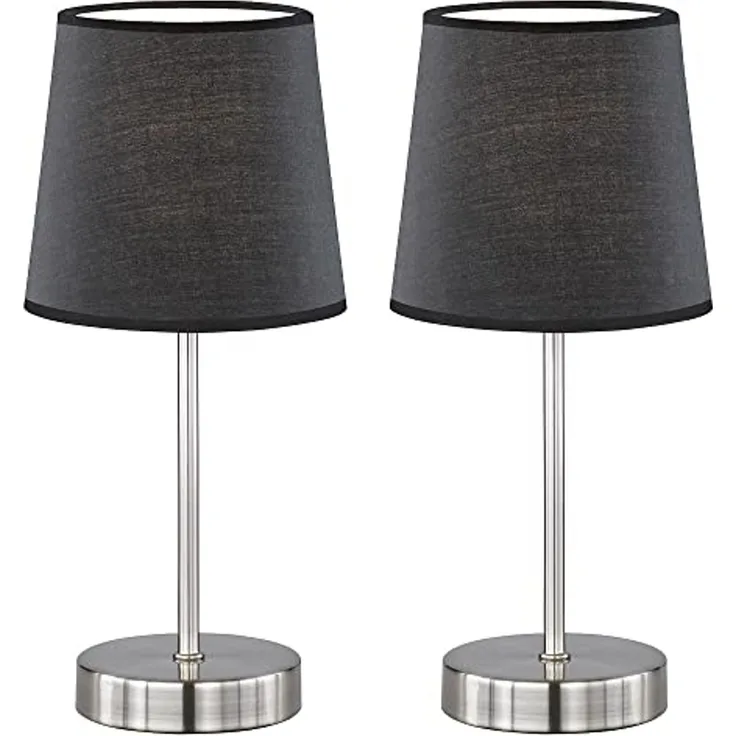 2er Set Tischleuchte, Textil schwarz, nickel matt, H 32 cm