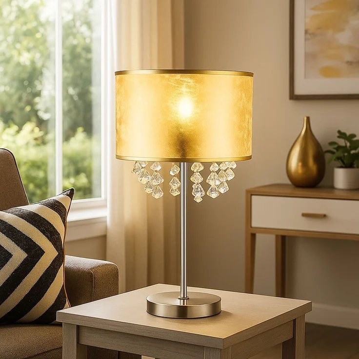 Kristalllampe, Blattgold, Nickel matt, 1x E27 – Bild 5