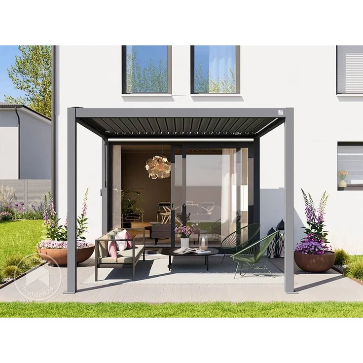 PRIMEYARD Pergola, Aluminium / Stahl grau, 3x3 m – Bild 3