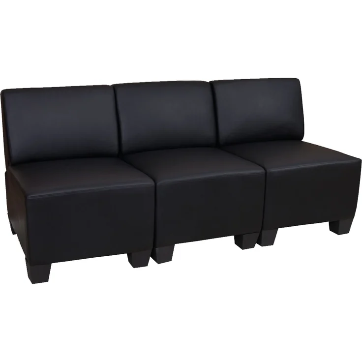 Modular 3-Sitzer Sofa Couch Lyon, Kunstleder ~ schwarz, ohne Armlehnen – Bild 7