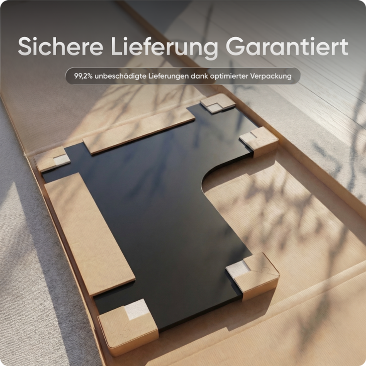 DESKSPACE Eck-Tischplatte, 2,5 cm massiv, schwarz, 160x130x70 cm, ideale Holzplatte für Esstisch & höhenverstellbaren Eck-Schreibtisch – Bild 6