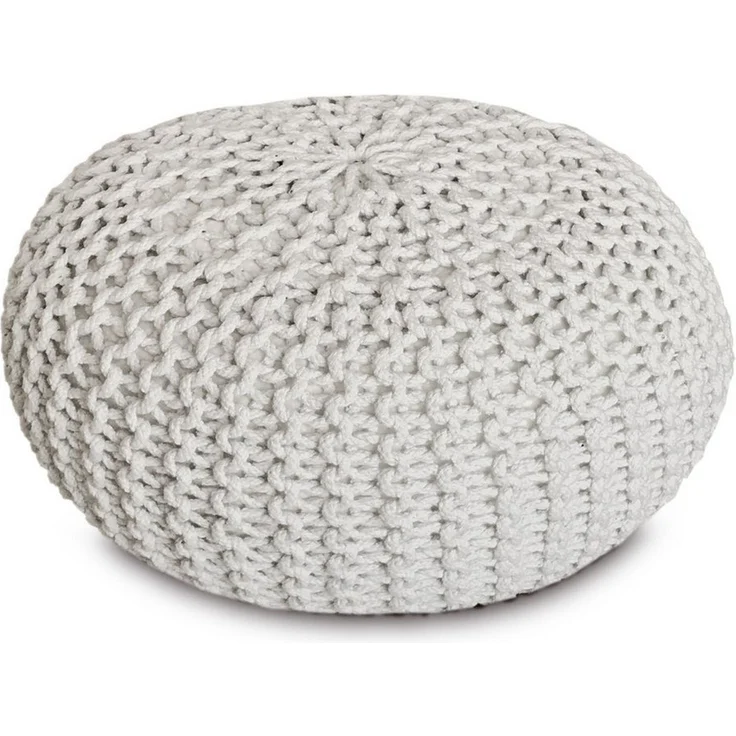 Amagohome Sitzhocker Strickhocker XXL Pouf Ø55 H37cm Bodenkissen Sitzpouf Baumwolle recycel – Bild 5