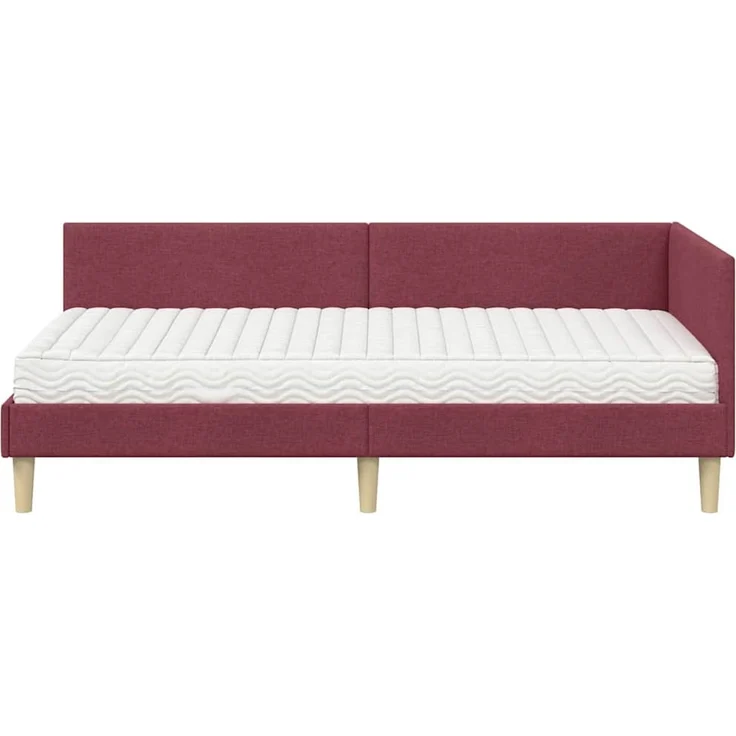 vidaXL Eckbettgestell mit Matratze 2 stk. Weinrot 100 x 200 cm Stoff 3393752 – Bild 5