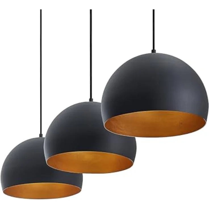 Lindby Pendellampe Tarjei, 120cm, schwarz/gold, dreiflammige Stahl-Leuchte für Esstische – Bild 6