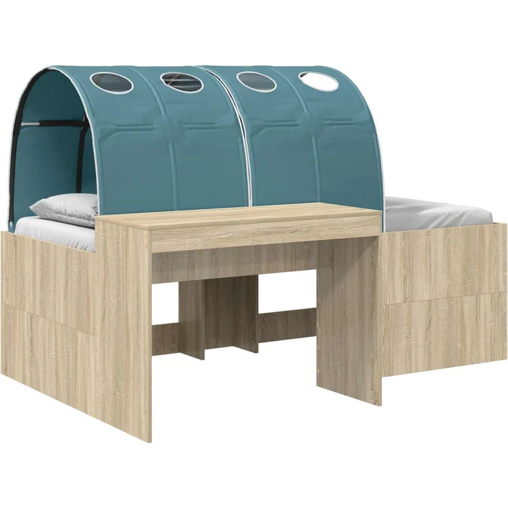 vidaXL Bett mit Tunnel 3 Stk. Artisian Eiche und Hellblau 3423660 – Bild 2