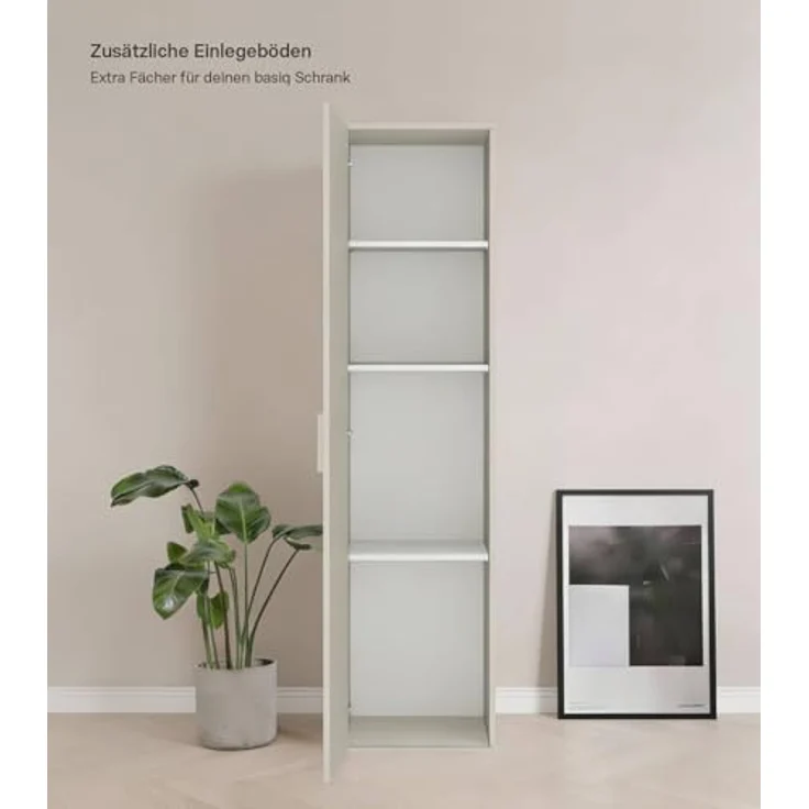 mokebo Mehrzweckschrank schmal kaschmir (42 cm) 'Der Kompakte' in Grau Beige, Haushaltsschrank mit 1 Tür & 3 verstellbaren Fachböden - 180 cm hoch - Universalschrank für Flur, Bad oder als Putzschrank – Bild 7