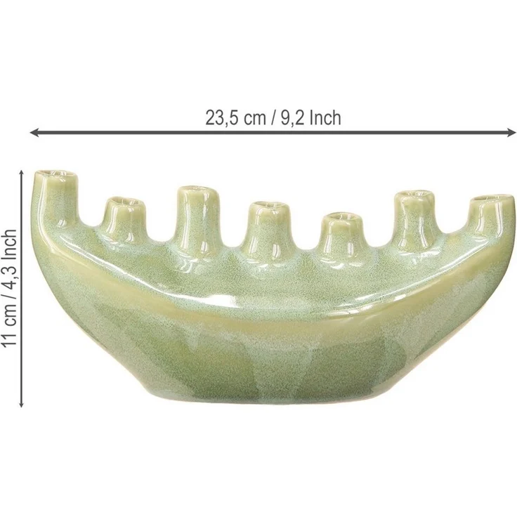 Viana Übertopf Deko Keramikvase Hellgrün Moderne Blumenvase Schiffchen 23cm – Bild 3