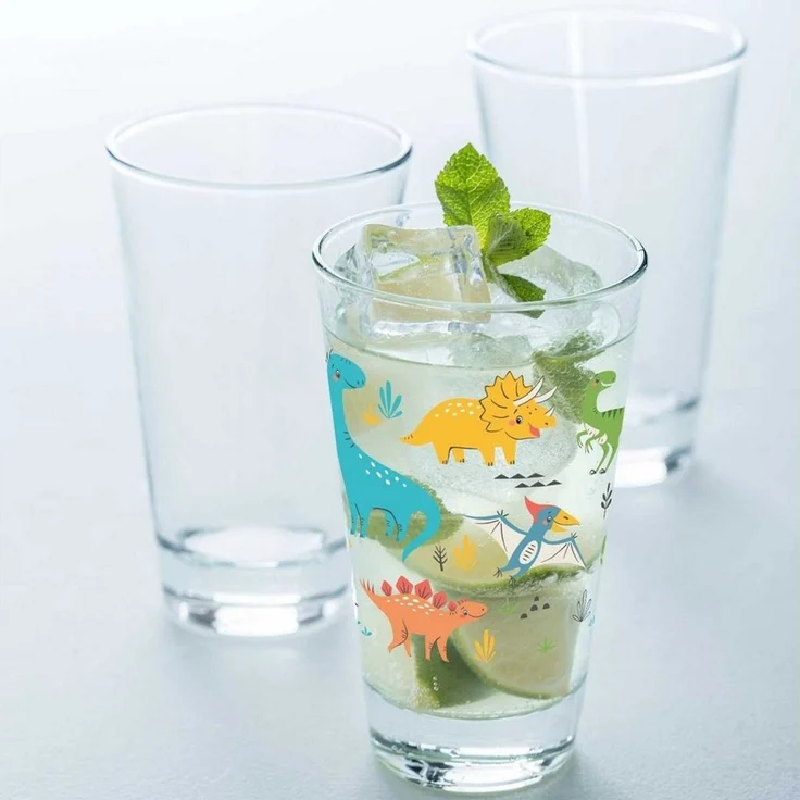 GRAVURZEILE Glas Leonardo Wasserglas mit UV-Druck - im Dinogruppe 360° Design, Glas, - Alltagstauglich - als Geschenk für Kinder zum Kindergeburtstag – Bild 4