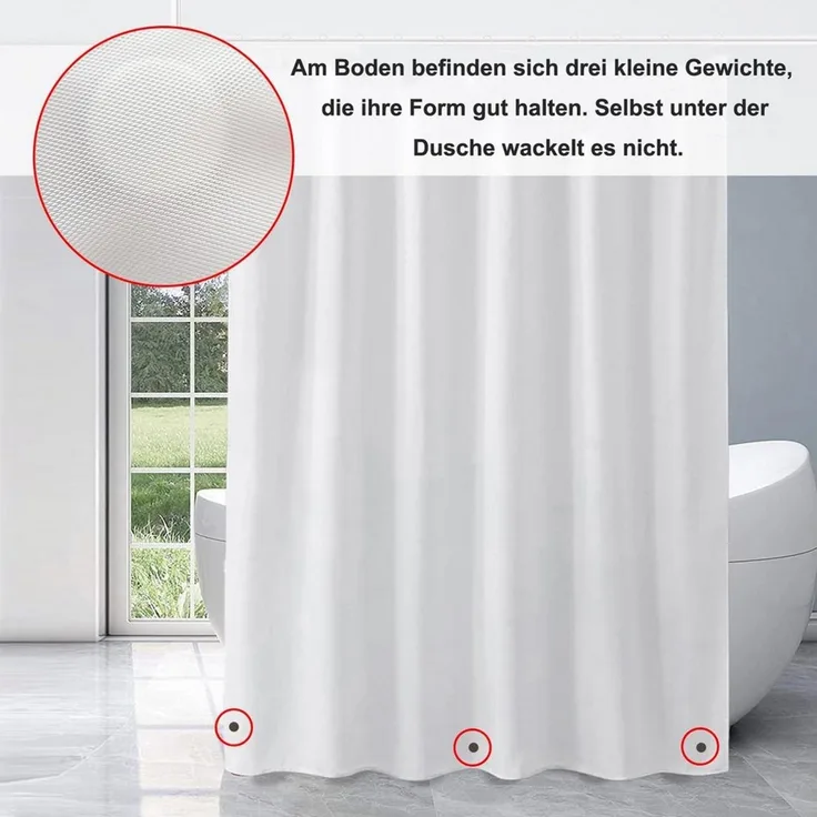 Minicloss Duschvorhang Anti-Schimmel Badezimmervorhang, Wasserdicht und Waschbar Breite 180 cm (1-tlg), Perfekt für Badewanne & Dusche