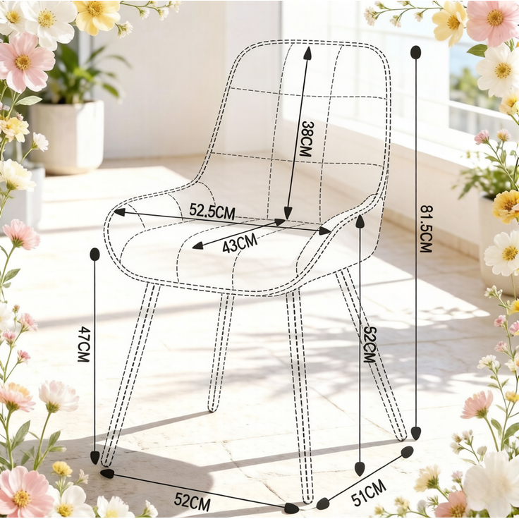 Essstuhl-Set 4er 81,5 cm in Turkis mit Samtbezug und Metallgestell – Bild 5