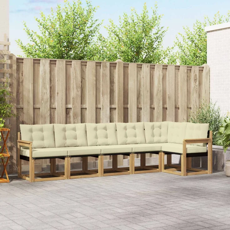 vidaXL Outdoor-Sofagarnitur 6 stk. 6-Sitzer Weiß und Creme 3389516 – Bild 1