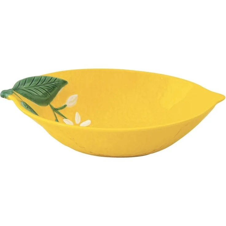 EasyLife Servierschale Fleurs et Citrons, Porzellan, Spülmaschinengeeignet, Mehrfarbig, Motiv: Zitronen