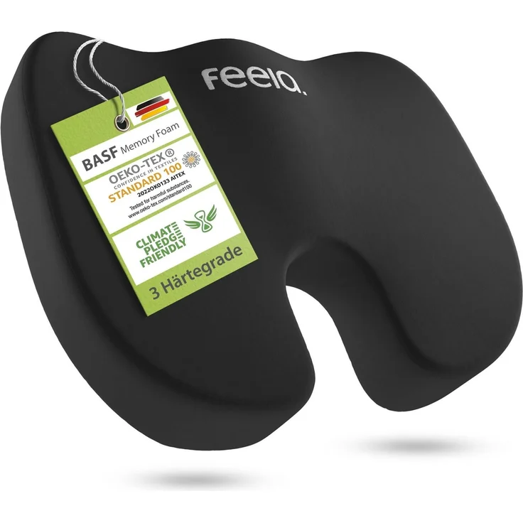feela Sitzkissen Orthopädisches Auto-Sitzkissen – entlastet Rücken & Steißbein, Mehr Komfort auf langen Fahrten – fördert Haltung & entspanntes Sitzen