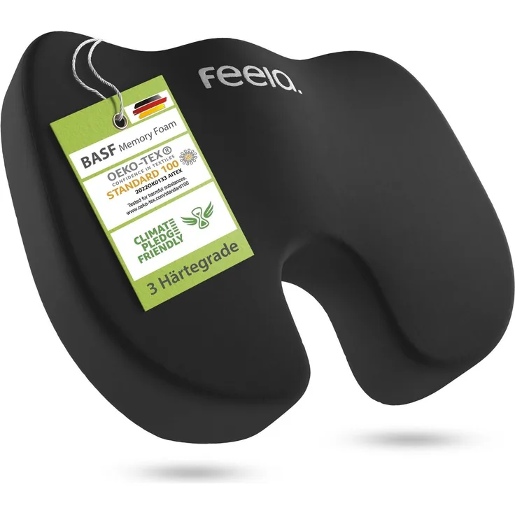 feela Sitzkissen Orthopädisches Auto-Sitzkissen – entlastet Rücken & Steißbein, Mehr Komfort auf langen Fahrten – fördert Haltung & entspanntes Sitzen