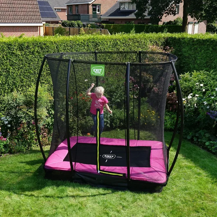EXIT Trampolin Silhouette Ground Rechteckig + Sicherheitsnetz 214x305 cm grün – Bild 8