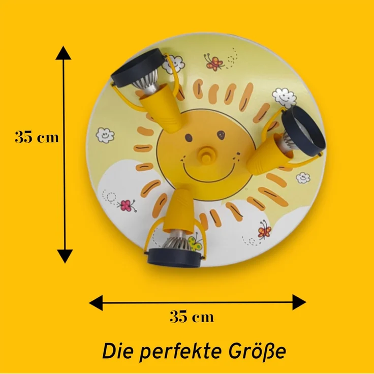 Coole Deckenlampe mit Sonnen Motiv für Kinderzimmer 3 flammig schwenkbar Ø 35cm – Bild 2