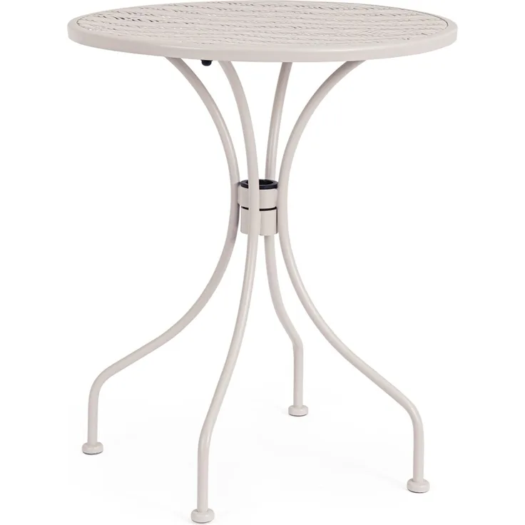 Gartentisch Ettezil aus Metall, klassisch rundes Design, Farbe Griz Taupe, pulverbeschichtet