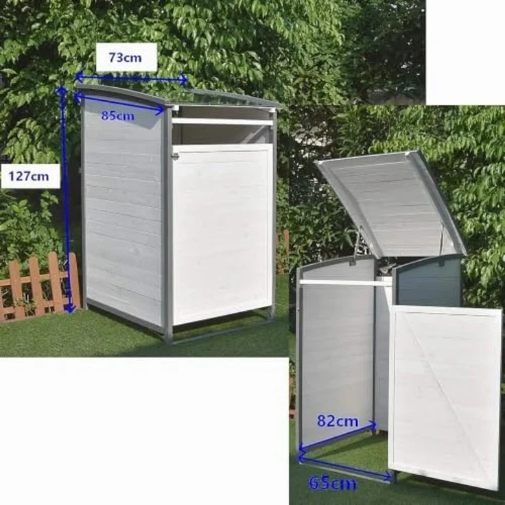 Mülltonnenverkleidung grau Einzelbox 2x 120L oder 240L Gartenbox Zinkdach – Bild 3
